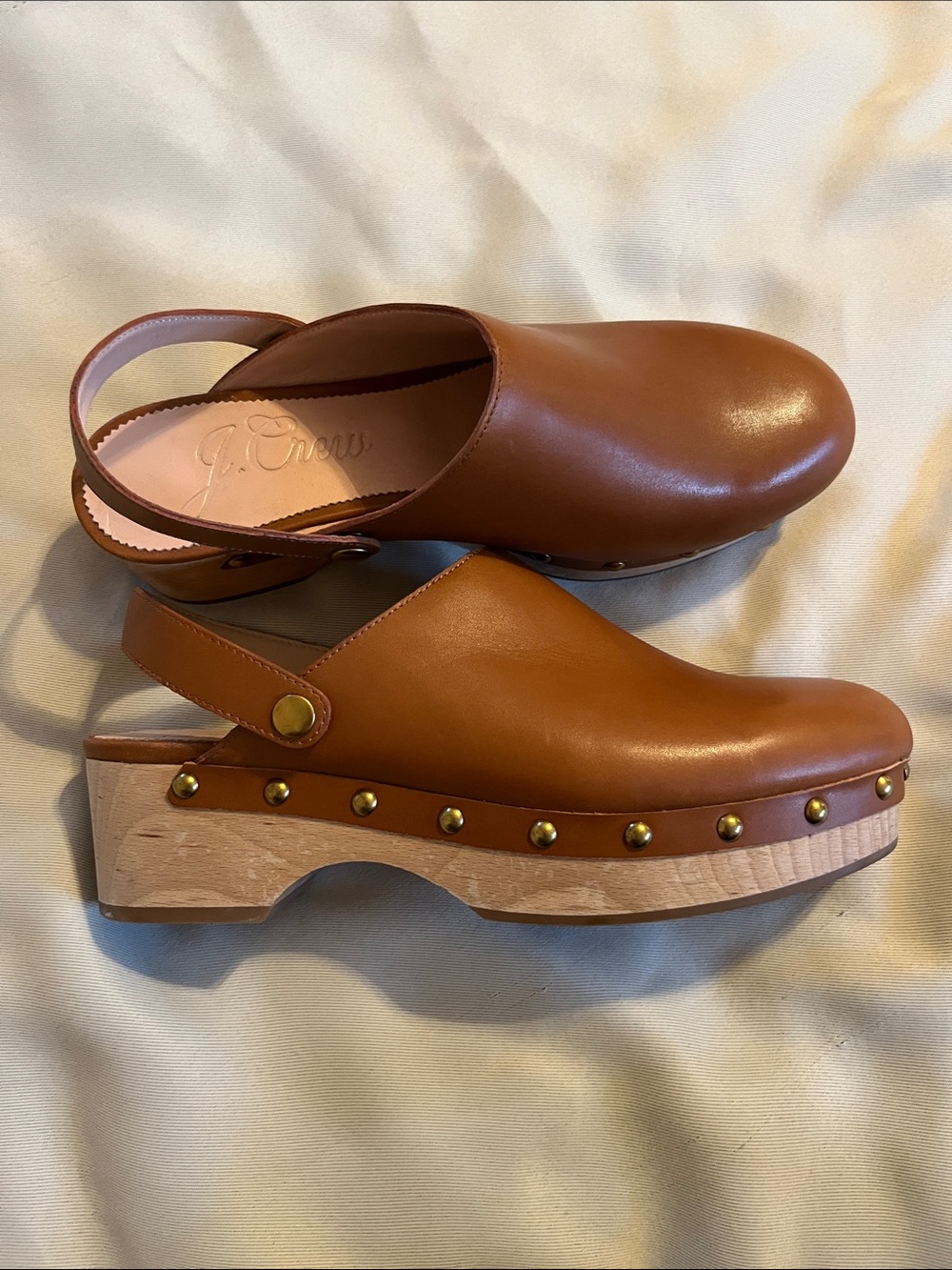 J. Crew Chestnut Leather Slingback Clogs